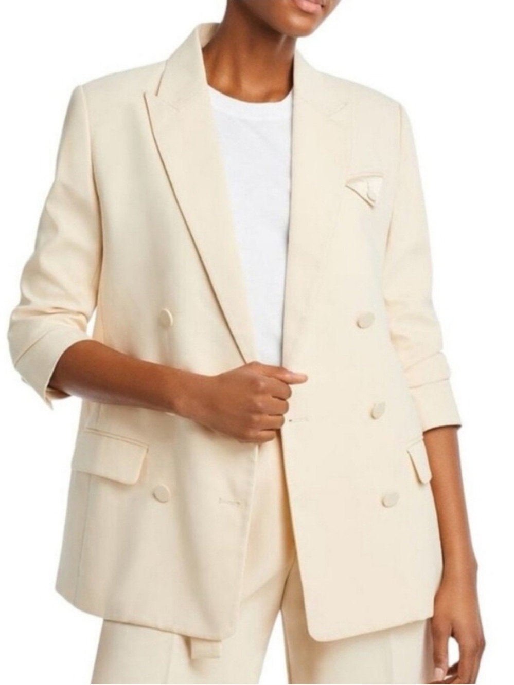 BARDOT | NWT Sloane Satin Detail Classic Blazer in Cream | L